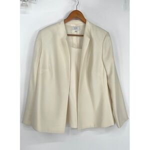 Le Suit Women 2pc Blazer 18W‎ Shell 20W Set Career Cream Collarless Open Front